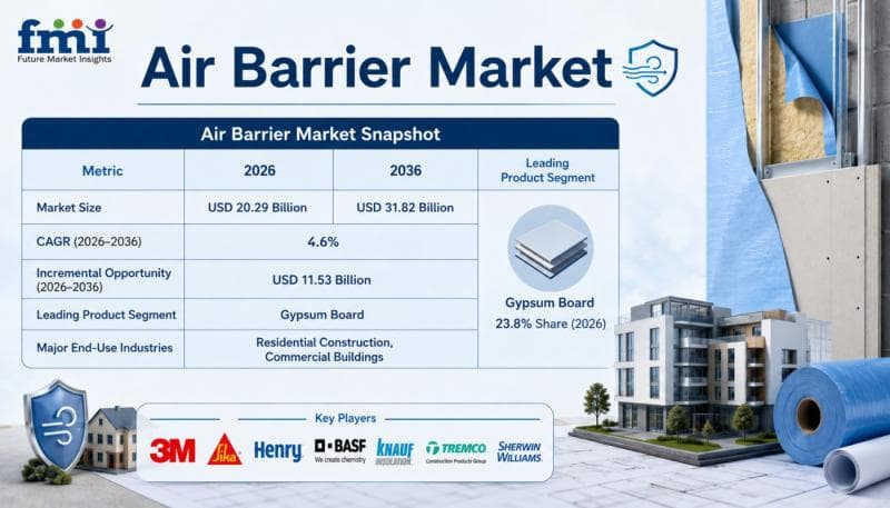 Air Barrier Market Outlook 2036: China and India Lead Growth as 3M Company, BASF SE, and Sika AG Expand Solutions